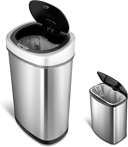 Miniatura 4 de Ninestars AMZ-50-98-1 - Juego combinado de botes de basura ovalados y rectangulares con sensor de movimiento automático sin contacto, 13 galones2