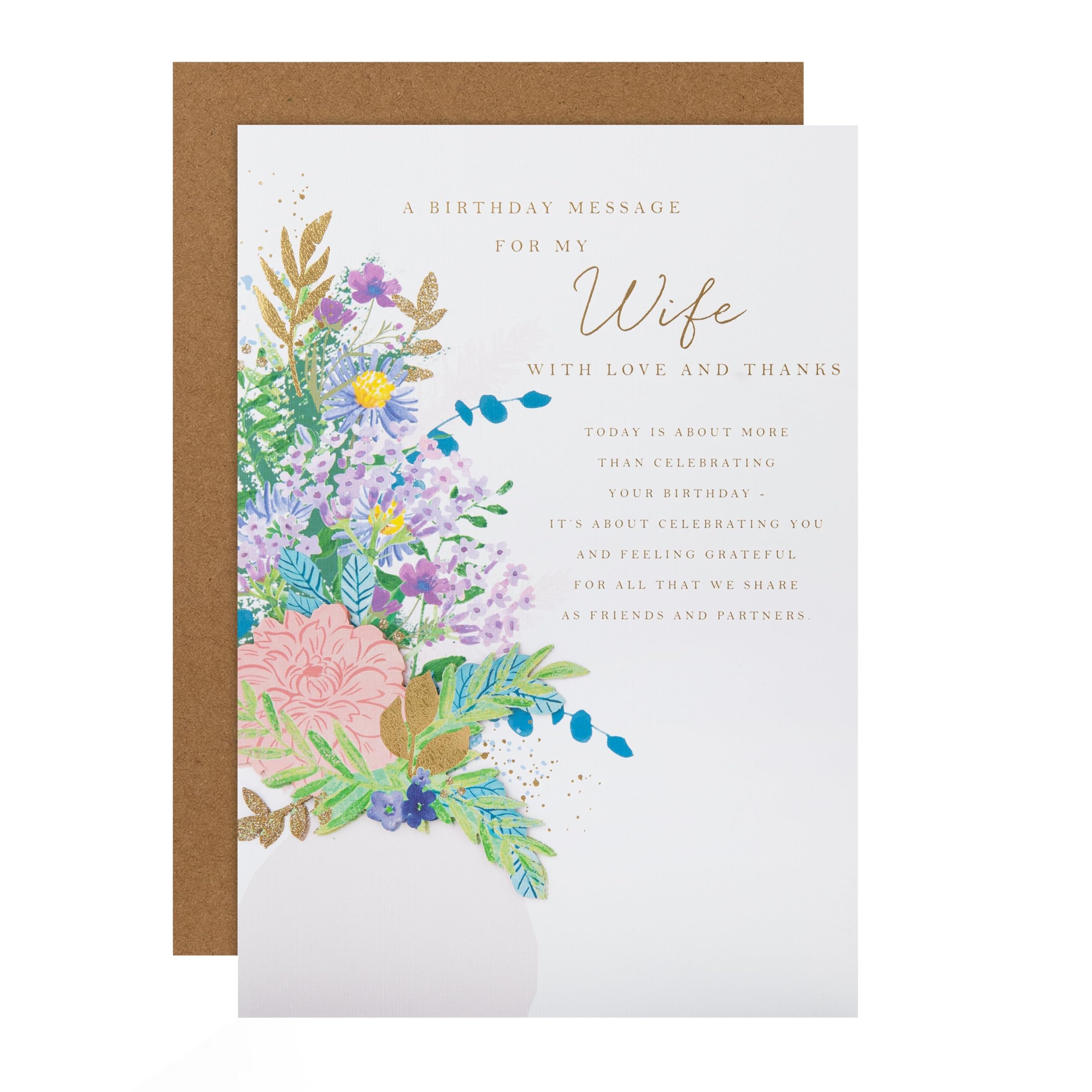 Hallmark Birthday Card for Wife - Traditional Floral Design with Heartfelt Verse