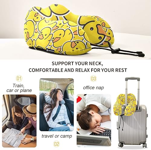 Miniatura 4 de SPRIPORT Almohada de cuello de viaje de pato de goma para dormir, almohada de espuma viscoelástica para el cuello con bolsa de almacenamiento,