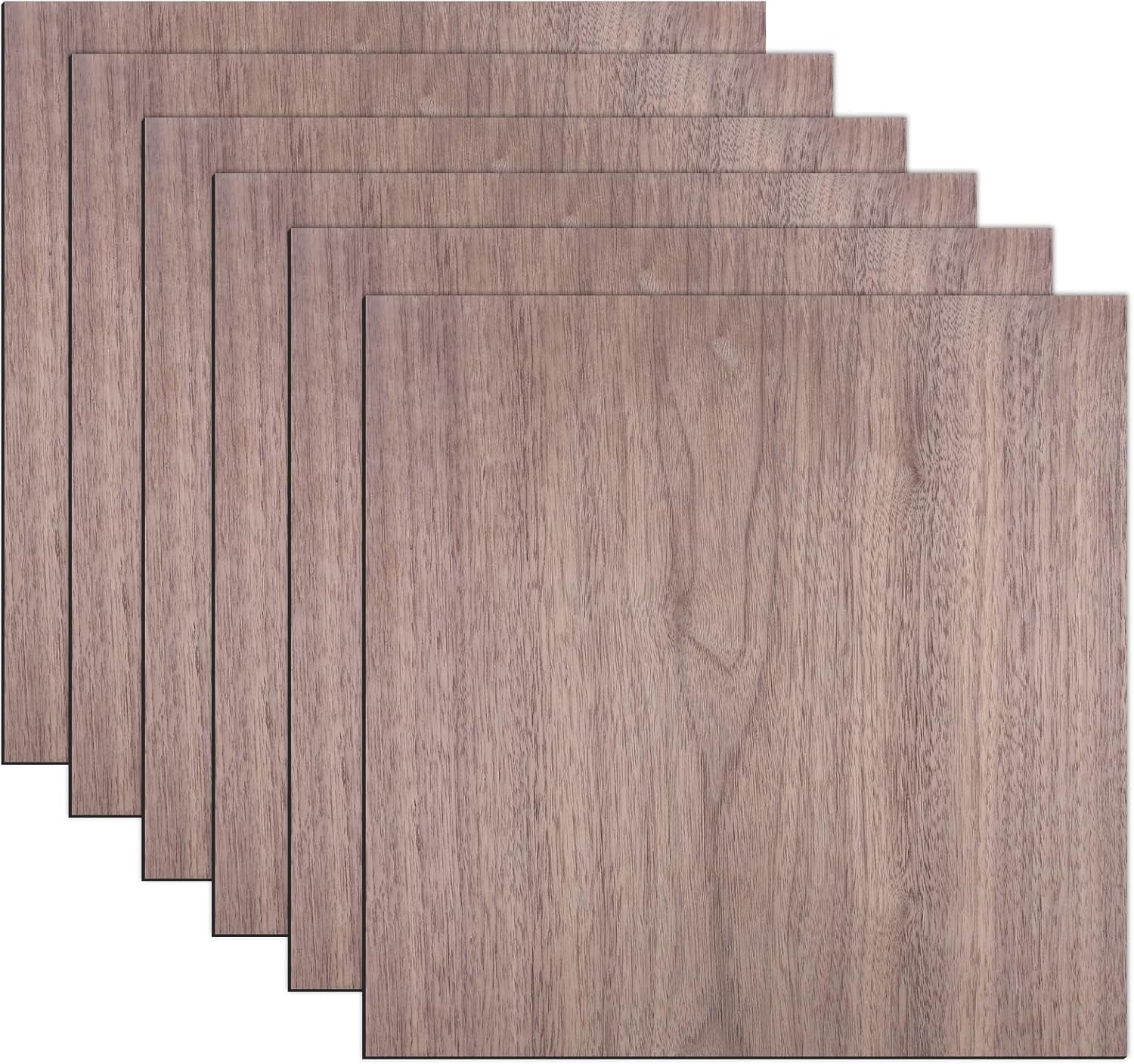 Placa de madera contrachapada de 3 mm, 300 x 300 mm, 6 unidades, madera de nogal, corte a medida, sin tratar para bricolaje, modelismo, grabado láser, grabado láser, madera, pintura CNC