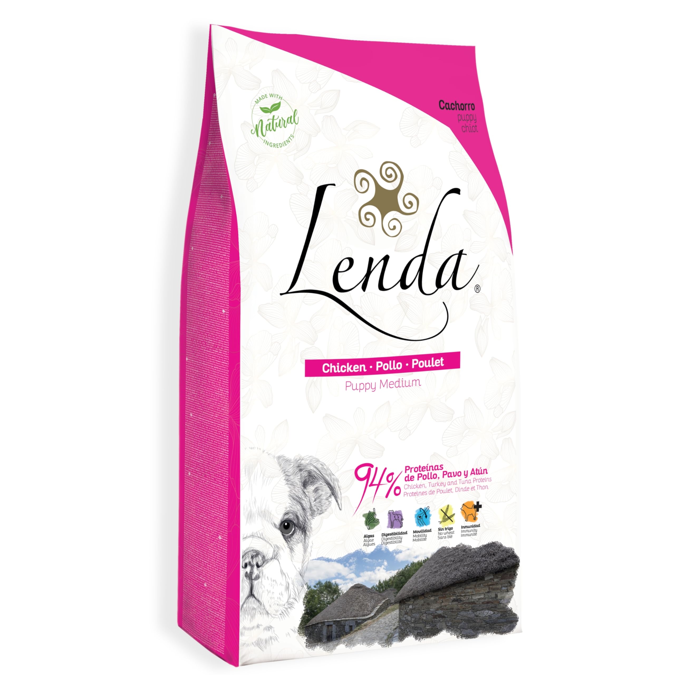 Lenda Puppy 12Kg - Pienso para Cachorros de Todas Las Razas | Pienso Hipoalergénico | Comida para Perros Bebés Rica en Pollo | Natural y SIN Cereales