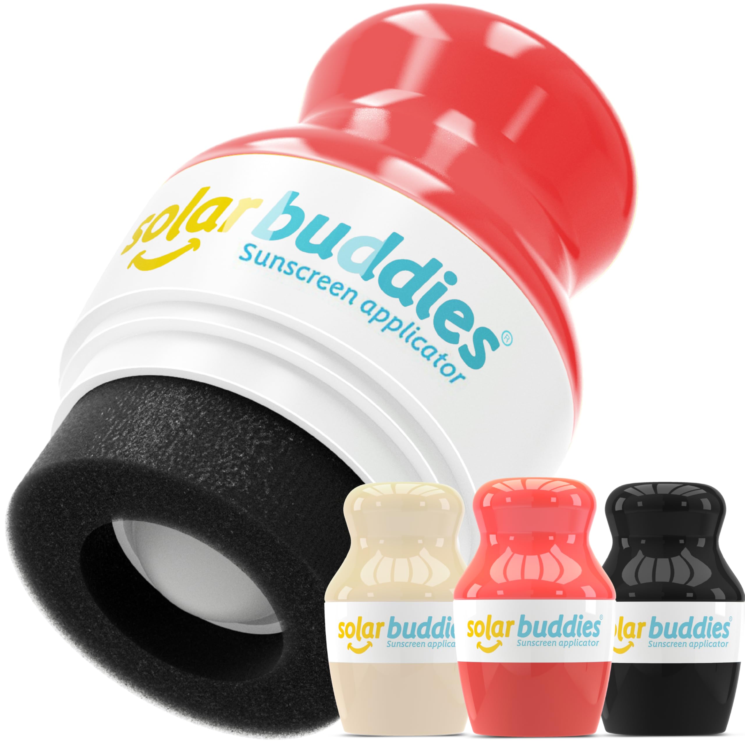 Solar Buddies Sunscreen Applicator - Nude, Red, Black - BPA-Free Refillable Roll on Sponge Sunscreen, Suncream & Lotion Applicator For Kids, Adults &
