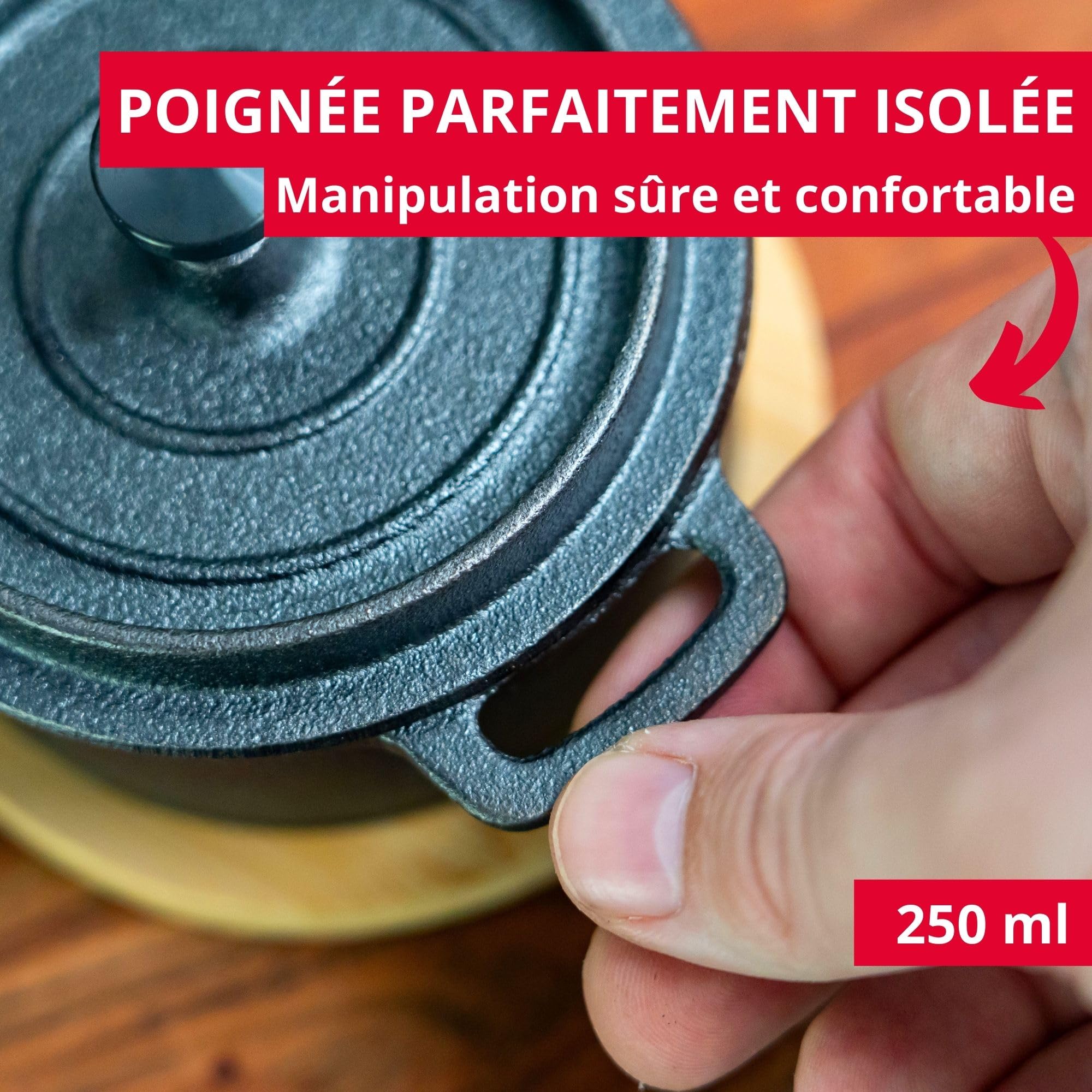Westmark Tapas + Friends Petite casserole en fonte avec couvercle, convient à tous les types de feux, y compris l'induction et le barbecue, avec dessous de plat en bambou, fer, 250 ml