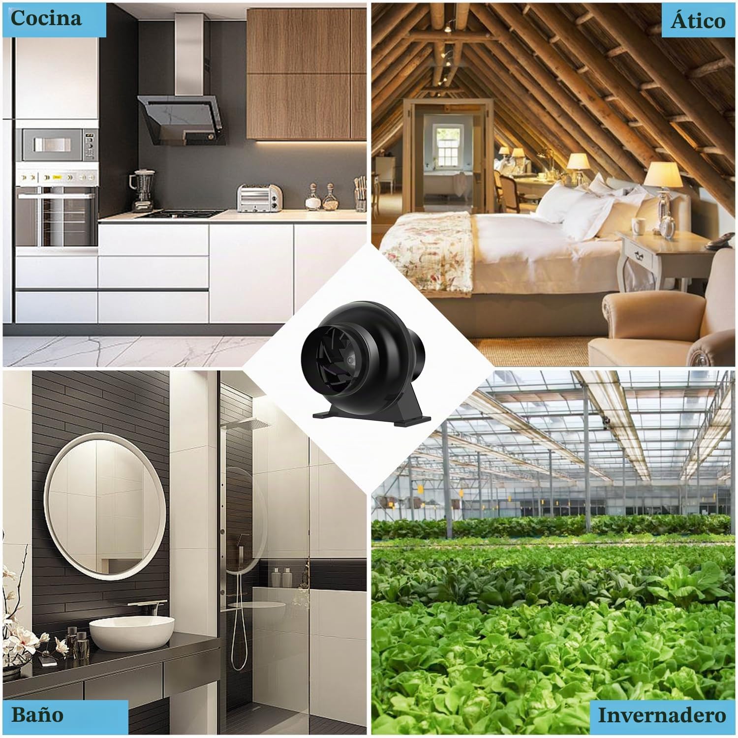 Aygrochy 100mm Extractor de aire, soplador de ventilación HVAC de 28 W para tienda de cultivo hidropónico, uso doméstico, ventilación y ventilador de escape.