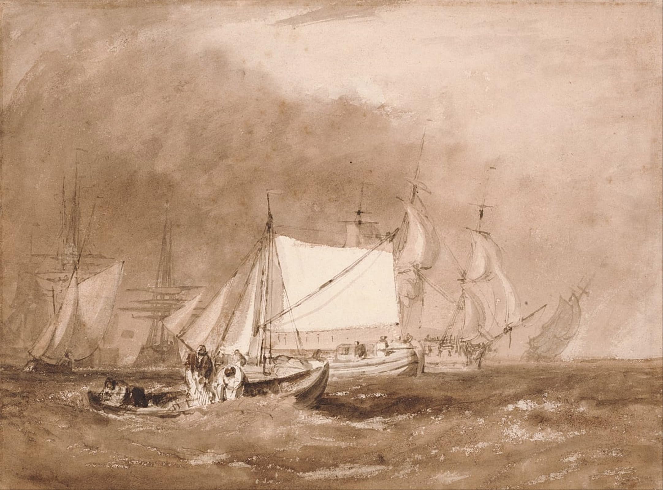 POSTERIIk Famous Animal Posters Vintage Picture Shipping Scene with Fishermen by Mallord William Turner Modern Wall Decor for Home Decor 60x90cm
