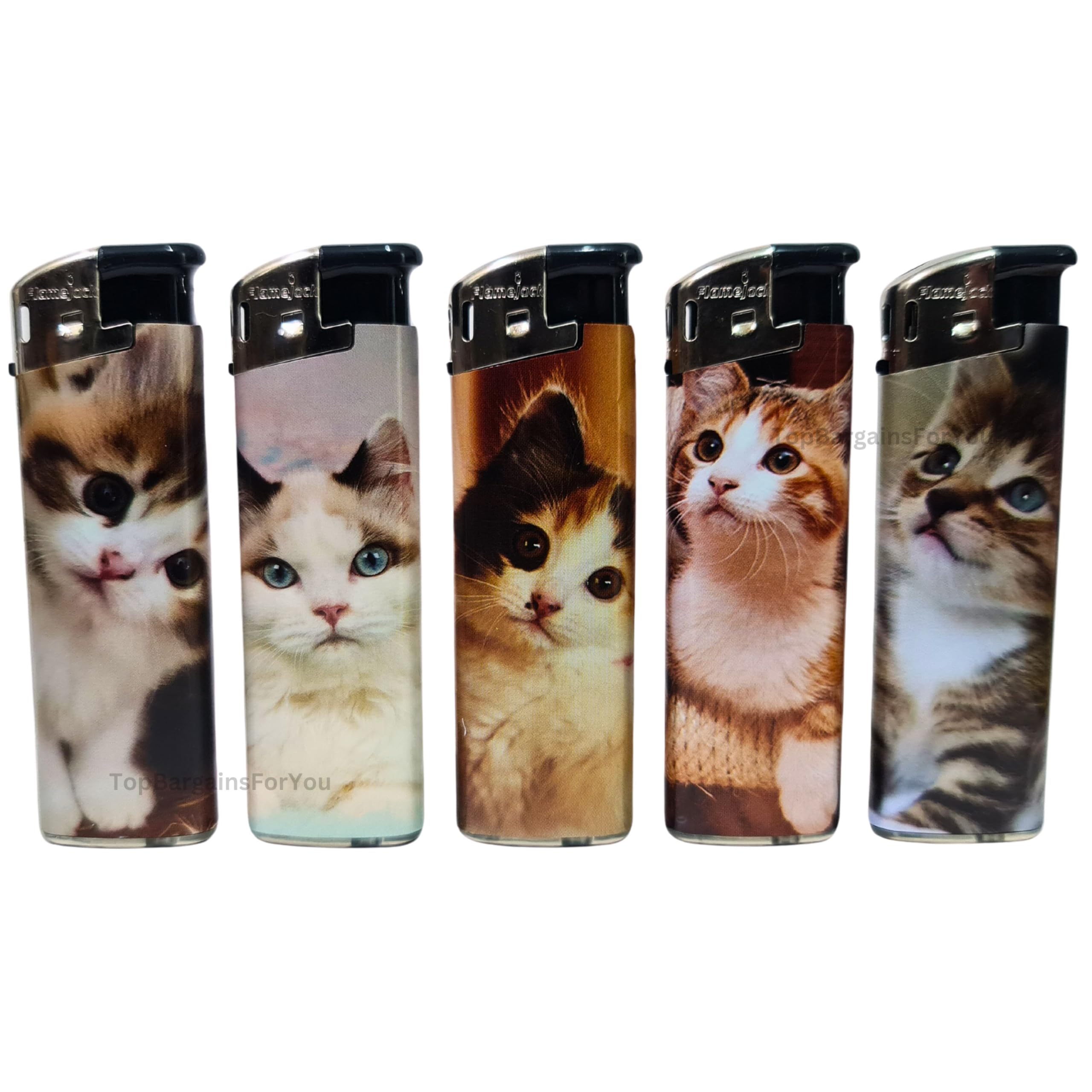 5 Electronic Refillable Lighter Set Assorted Designs Compact & Durable Gas Lighters for Camping Hiking BBQ & Everyday Use Adjustable Flame