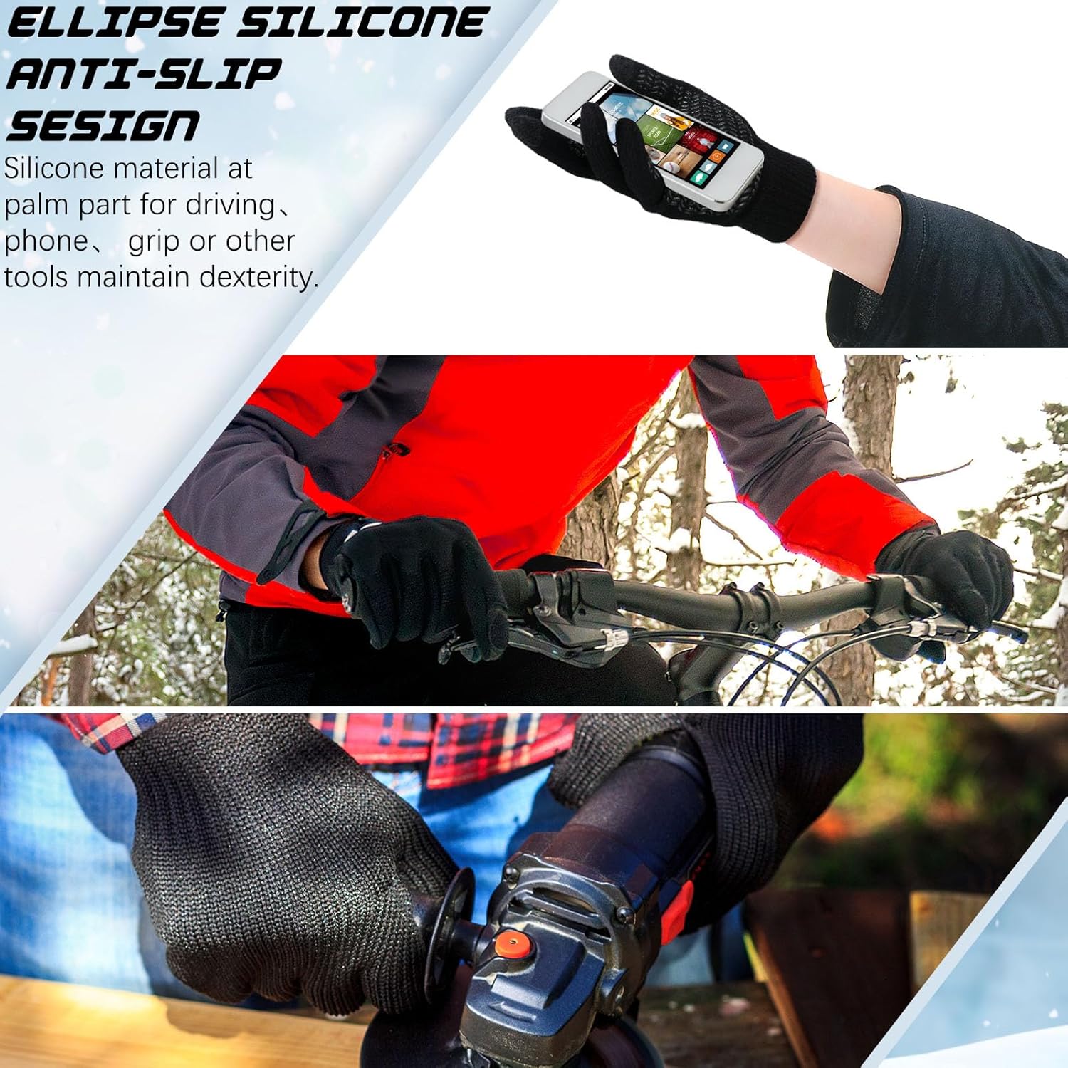 Newcotte 4 Pair Winter Gloves for Men Women Touch Screen Cold Weather Warm Thermal Knit Glove for Running Driving Hiking - Image 4