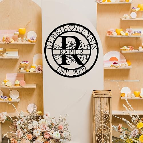 Miniatura 4 de Letrero de metal personalizado, letrero de nombre de metal, arte de pared de metal, decoración de pared con monograma, decoración de pared familiar,