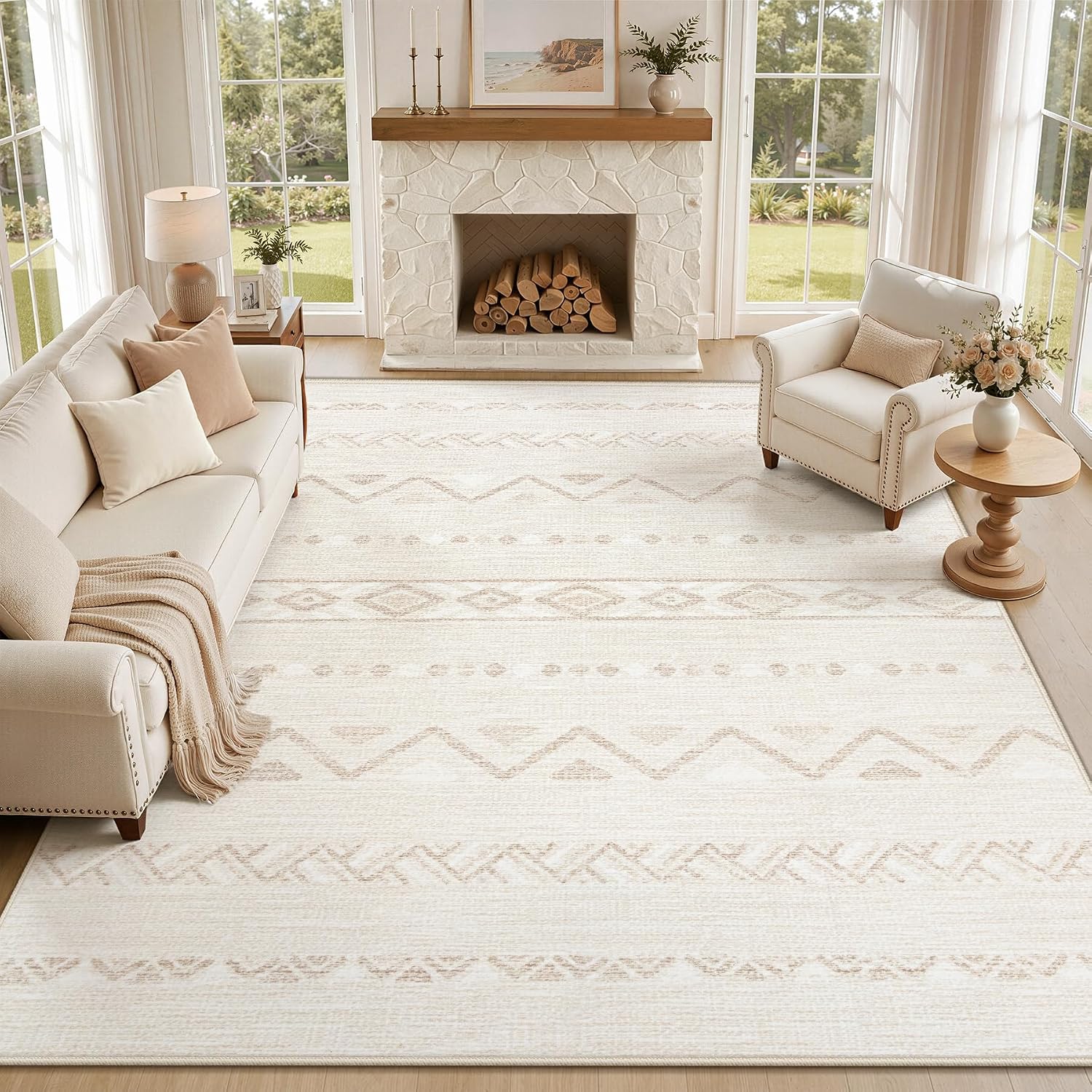  Living Room Rug 5x7 Area Rugs Washable Rug(Grey, 5'x7') thumbnail