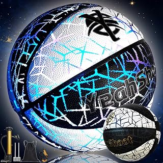 Glow in the Dark Basketball - Holographic Glow Light Up Luminous Basketball for Outdoor Training & Night Games A Great Gift for Enthusiasts with Free Air Pump
