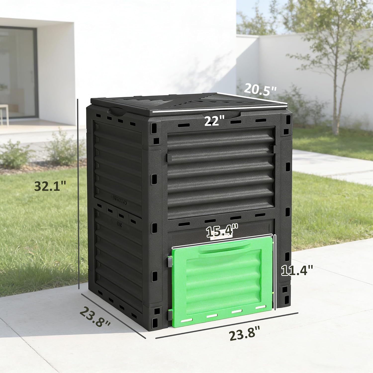 Outsunny Garden Compost Bin 80 Gallon Outdoor Large Capacity Composter Fast Create Fertile Soil Aerating Box, Easy Assembly, Green