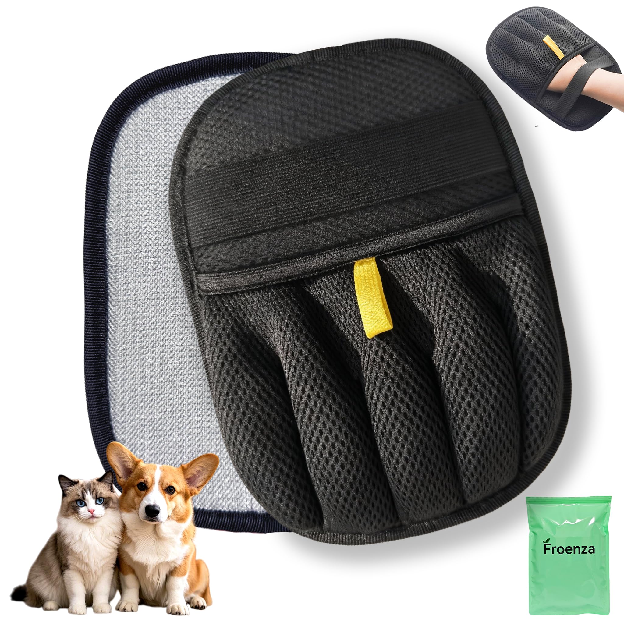 Pet Hair Remover Glove for Dogs & Cats, Thickened Electrostatic Pet Hair Removal Mitt for Couch, Bedding, Carpet & Car Interior, Reusable Furniture Pet Hair Removal Tool for Laundry