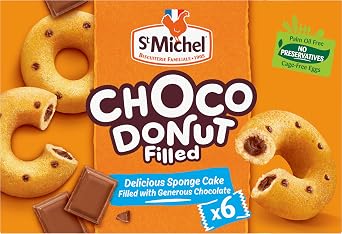 St Michel - Choco Donut Filled - Sponge Cake Filled with Chocolate - 6 Portions - 180 G