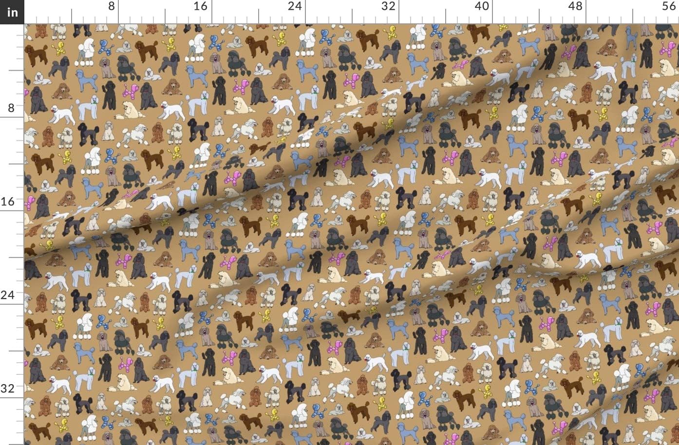 Spoonflower Fabric - Poodles Camel Dogs Poodle Puppy Pet Printed on Organic Cotton Sateen Fabric by The Yard - Sewing Quilting Apparel Home Decor