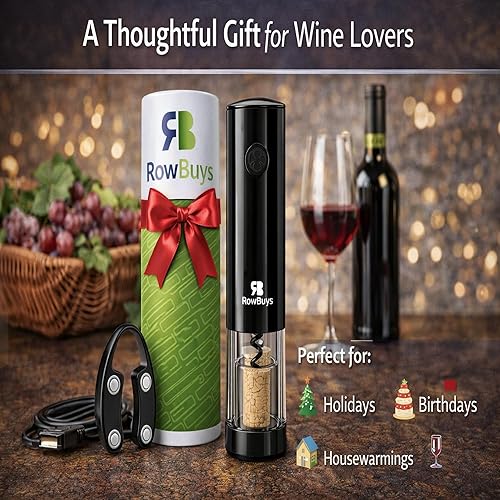 Miniatura 2 de Juego de abridor de vino eléctrico - Sacacorchos automático recargable con operación de un solo toque, abridor de botellas de vino inalámbrico con