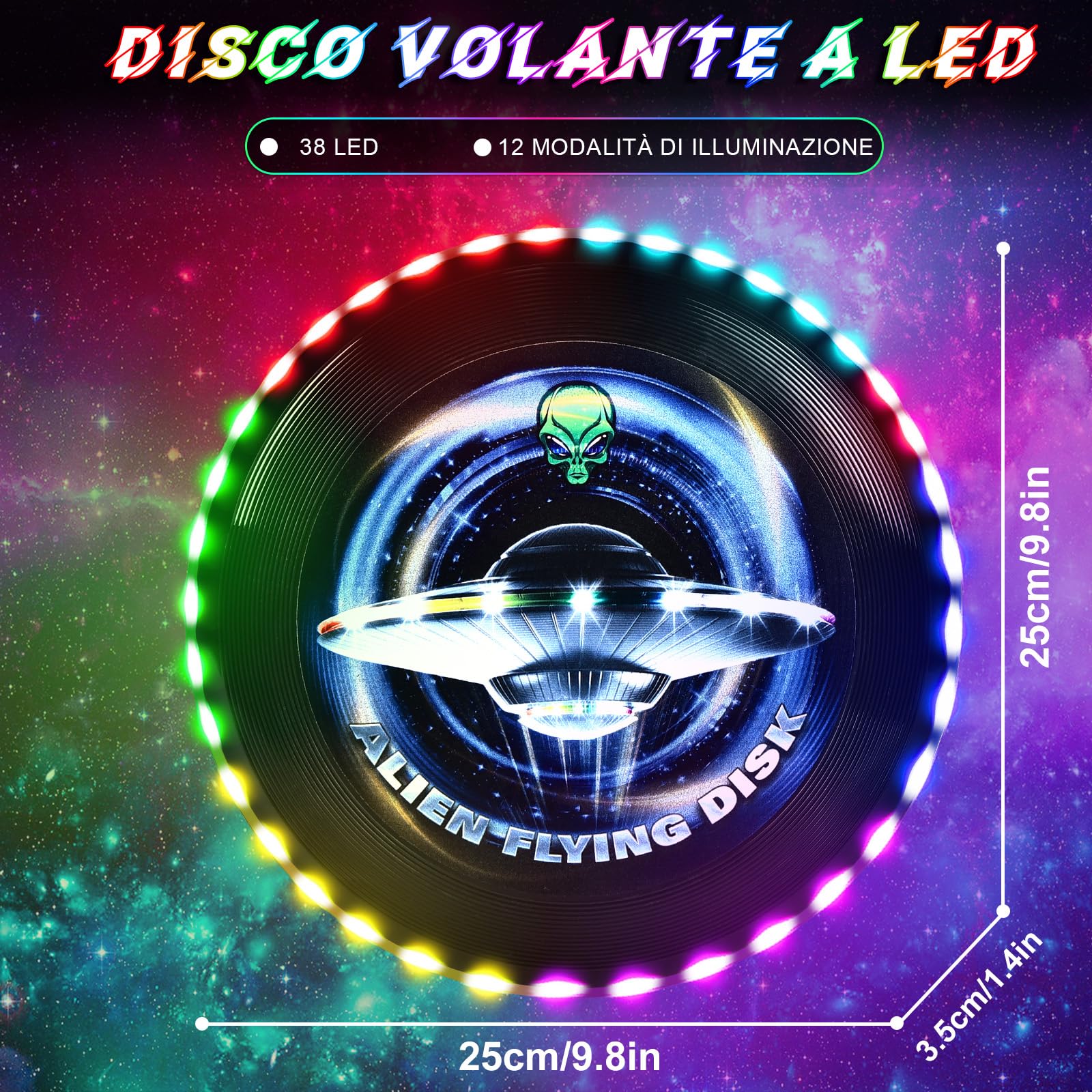 Frisbee LED Luminoso - Disco Volante Con 49 Luci, Morbido E Sicuro Per Adulti E Bambini - Foto 6