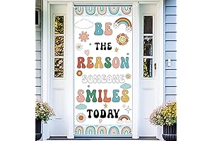 Boho Rainbow Classroom Door Cover Decoration - Be the Reason Someone Smiles Today