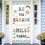 Boho Rainbow Classroom Door Cover Decoration Set Welcome Banner Wall Door Colorful Classroom Decorations for Kindergarten Preschool Elementary Middle School(Be The Reason Someone Smile Today)