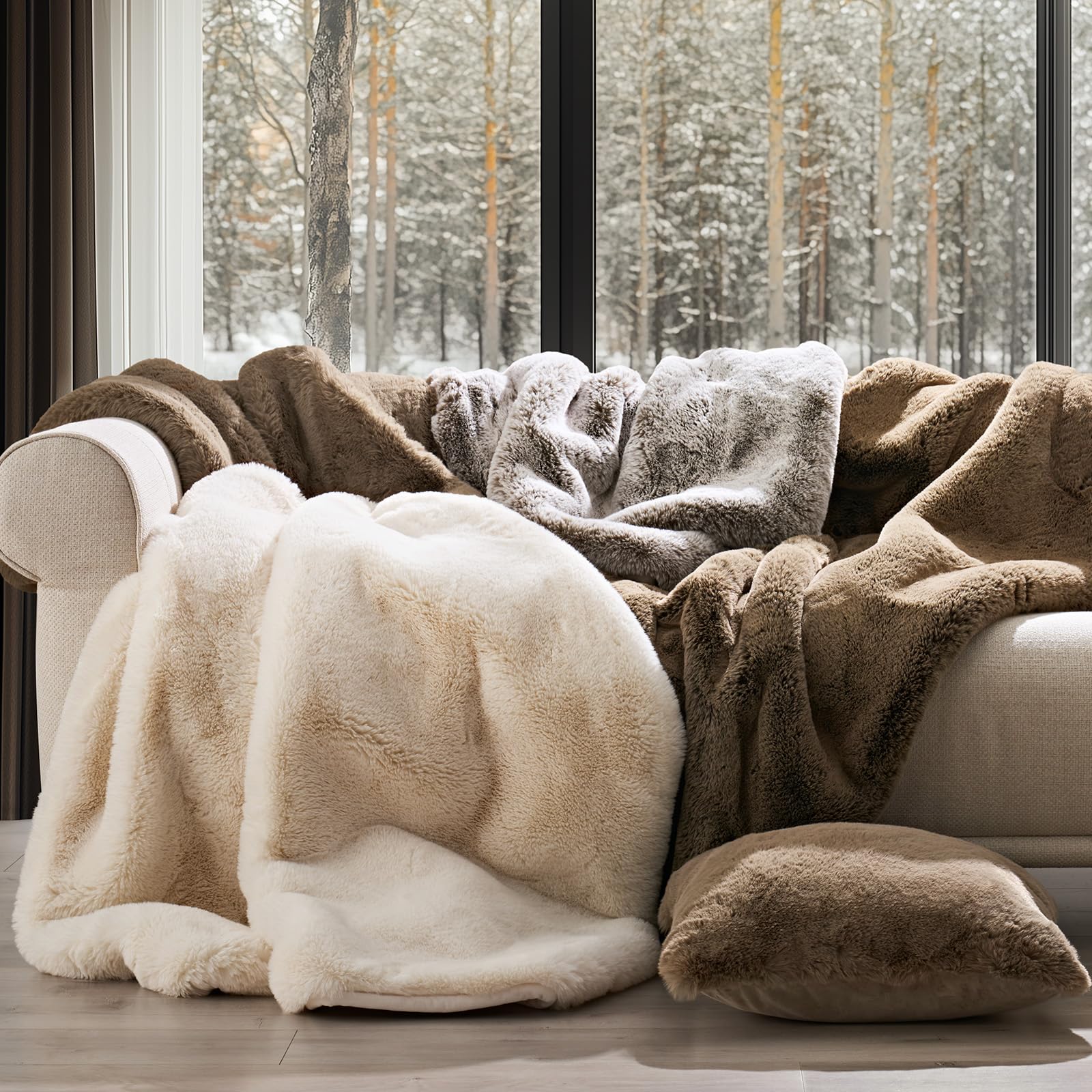 Amazon.com: EVERGRACEHOME Luxury Soft Faux Chinchilla Fur Throw