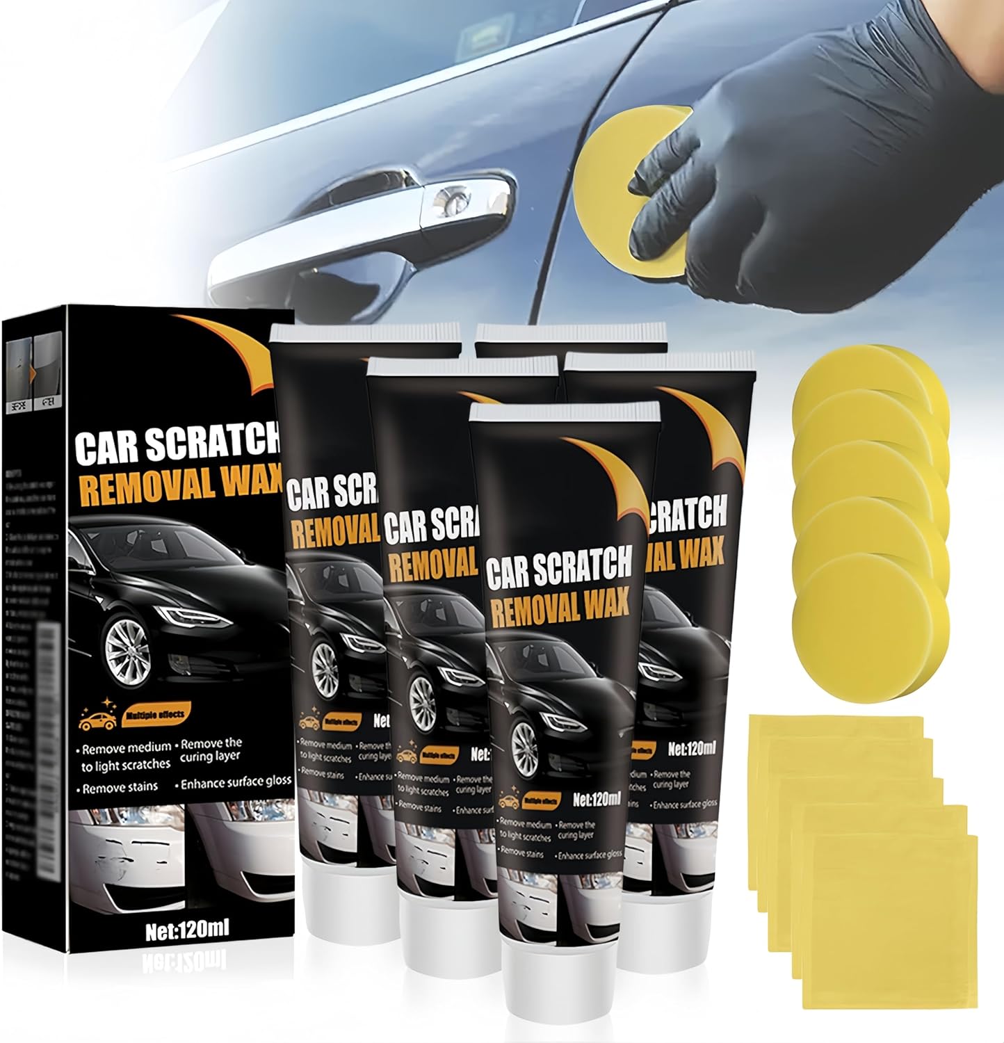 Scratch Remover for Vehicles, Car Scratch Repair Paste, Remove Paint Polish, Deep Scratches, Water Spots, Scratch Removal Wax for Cars, Trucks, SUVs (5 PCS)