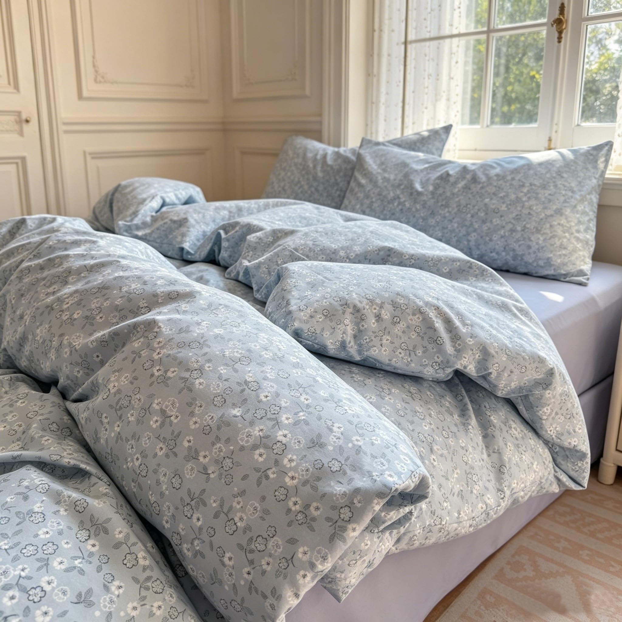 Housse de couette 140x200 bleu floral pour transformer votre chambre en un cocon de fraîcheur