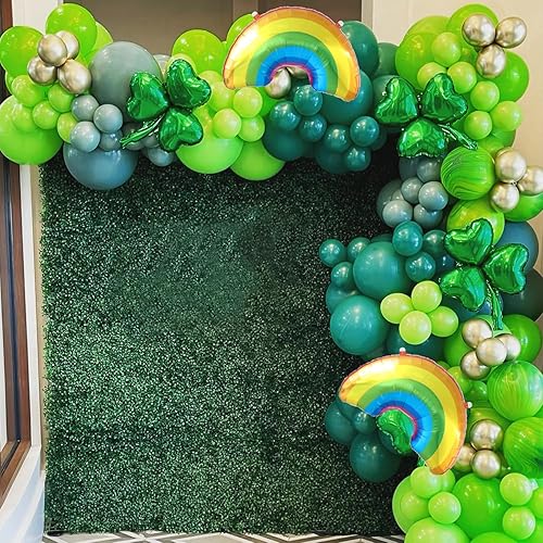 Miniatura 4 de Kit de guirnalda de arco de globos del día de San Patricio, globos verdes, trébol de la suerte, globos de papel de aluminio arcoíris para decoración
