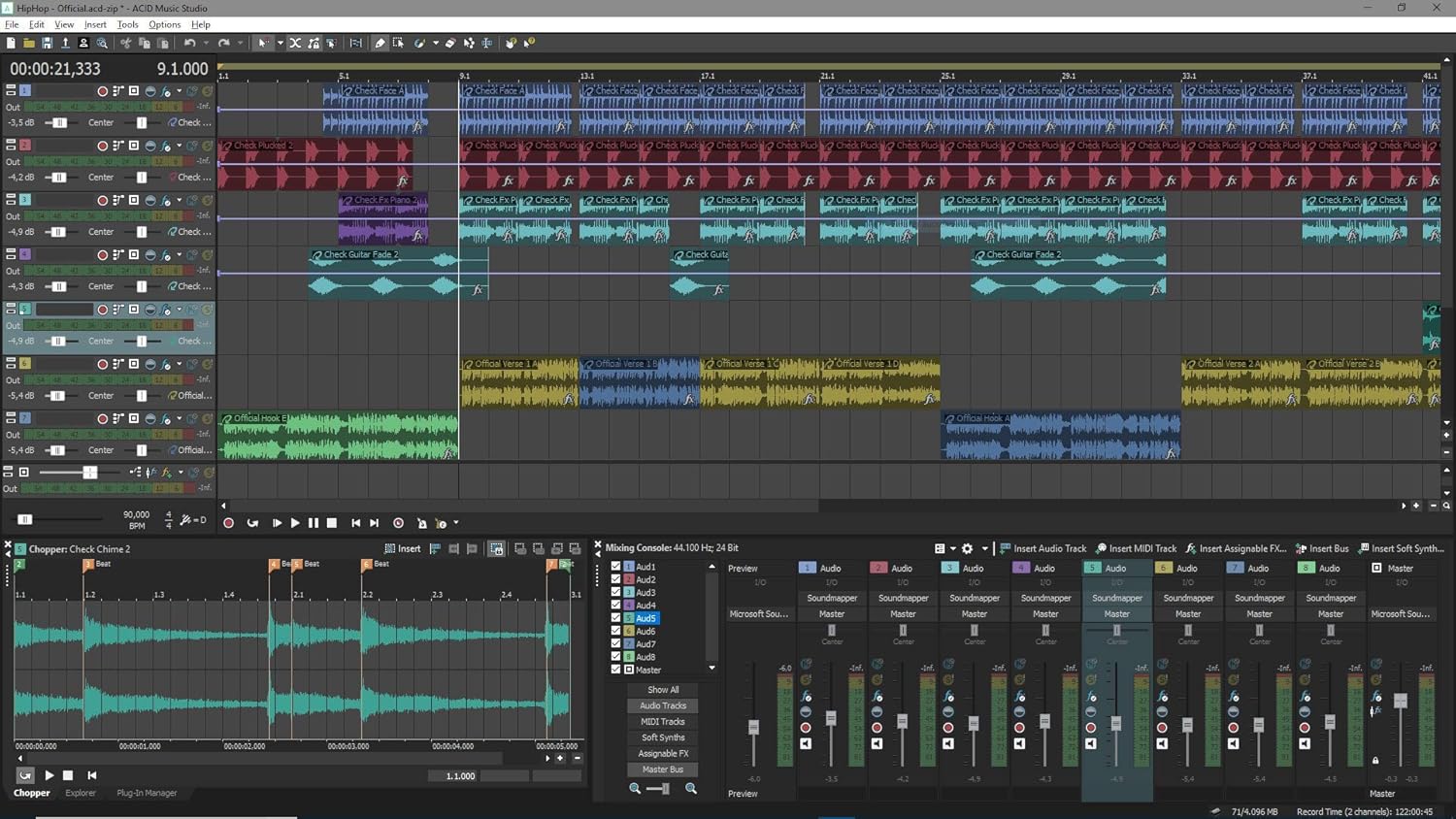 Acid Music Studio 11 Main Interface with Timeline