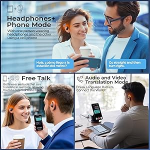 AI Translation Earbuds Real Time 80H Playtime 164 Languages Translator Ear Buds with Glowing Earhook Bluetooth Translating Headphones audifonos traductores ingls espaol for Travel Business Meeting