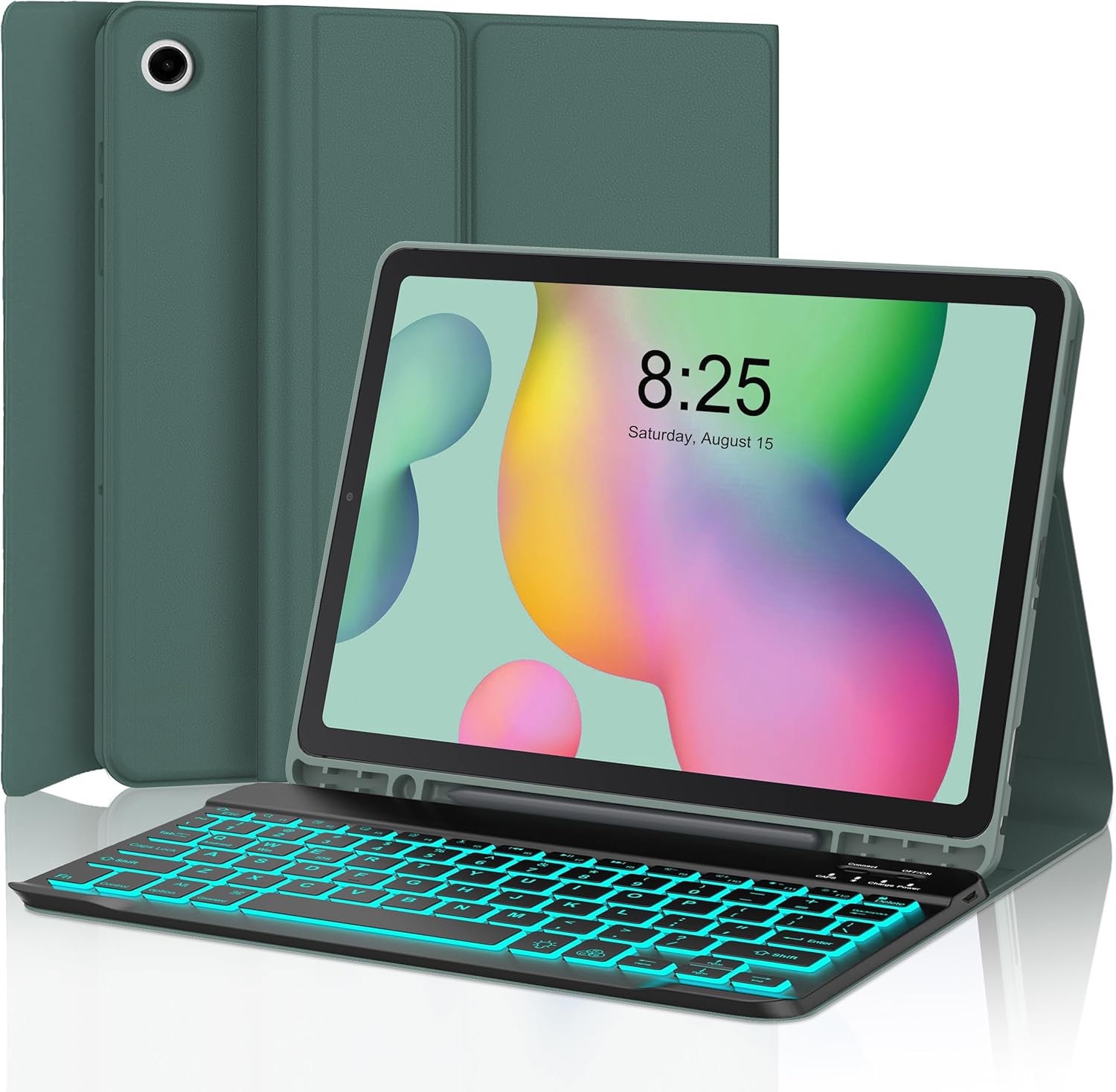 Keyboard Case for Samsung Galaxy Tab S6 Lite 10.4” 2024/2022/2020, Backlit Detachable Bluetooth Keyboard, Smart Folio Cover with S Pen Holder for Tablet S6 Lite SM-P620/P625/P610/P613/P615/P619, Green