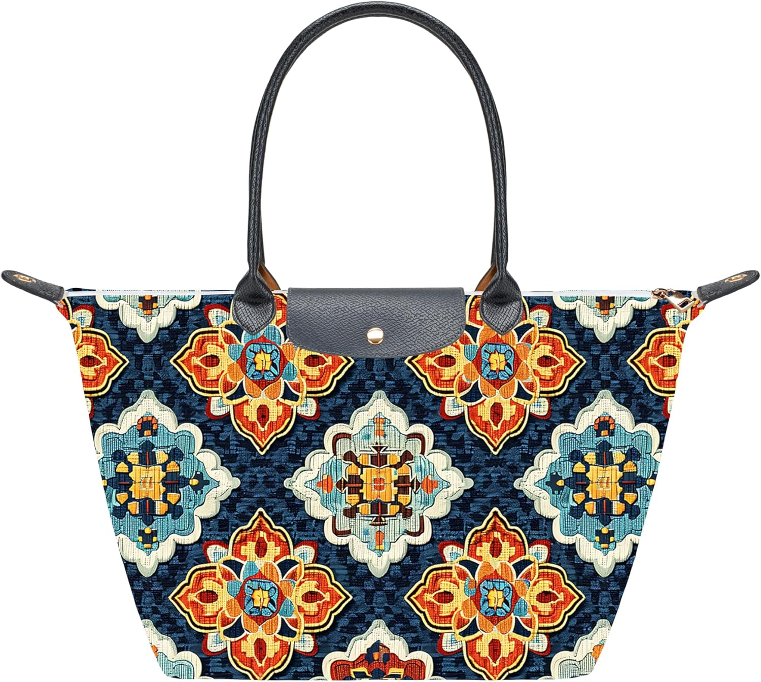 Medium Foldable Tote Bag with Zipper for Women, Fashion Canvas Bag