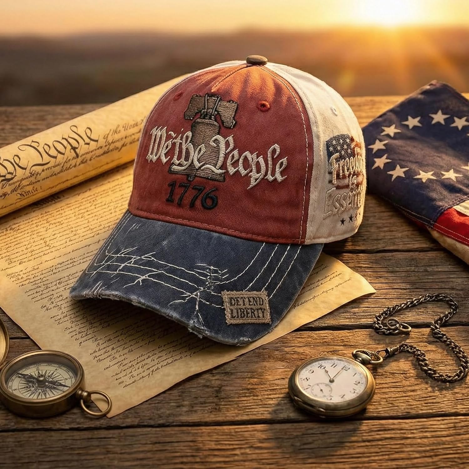 USA 250th Anniversary Hat, Adjustable 250th Anniversary Printed Patriotic Baseball Caps, Tribute Retro Washed Hat - Image 3