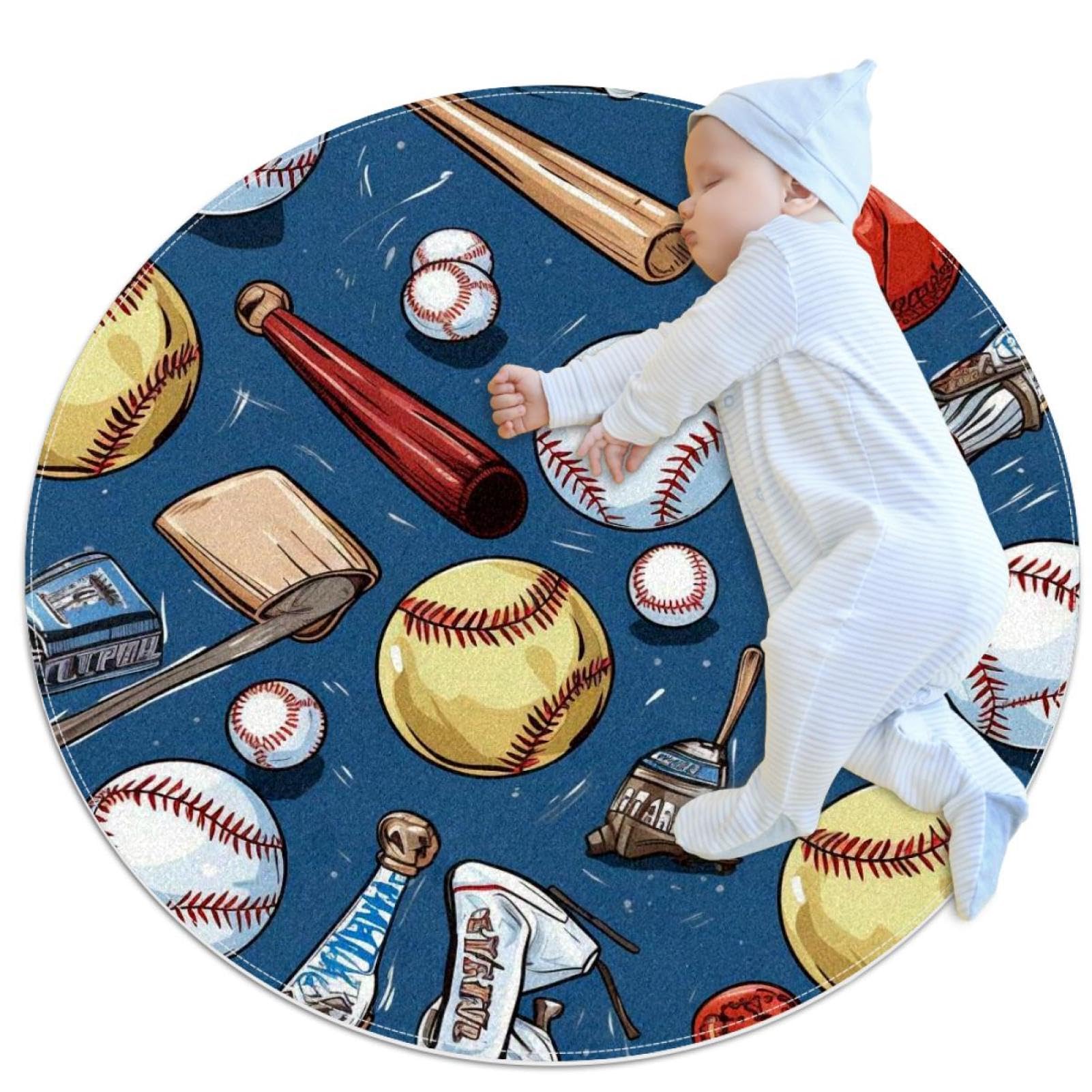 Tapis de bain baseball au pied du canapé pour une chambre ado stylée
