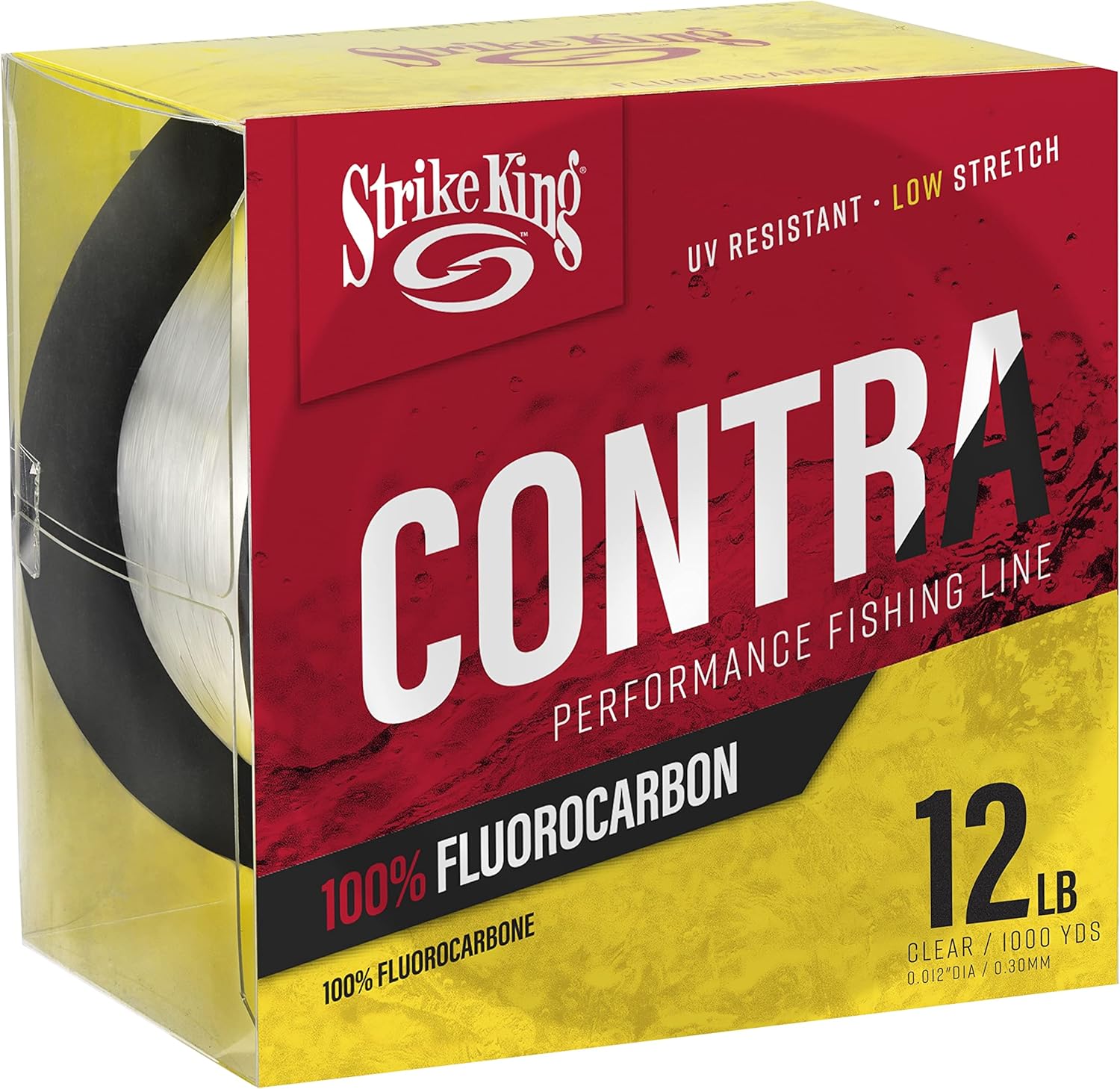 Strike King Contra Fluorocarbon Performance Fishing Line, 1000-Yards, 12-Pound, UV-Resistant, Clear