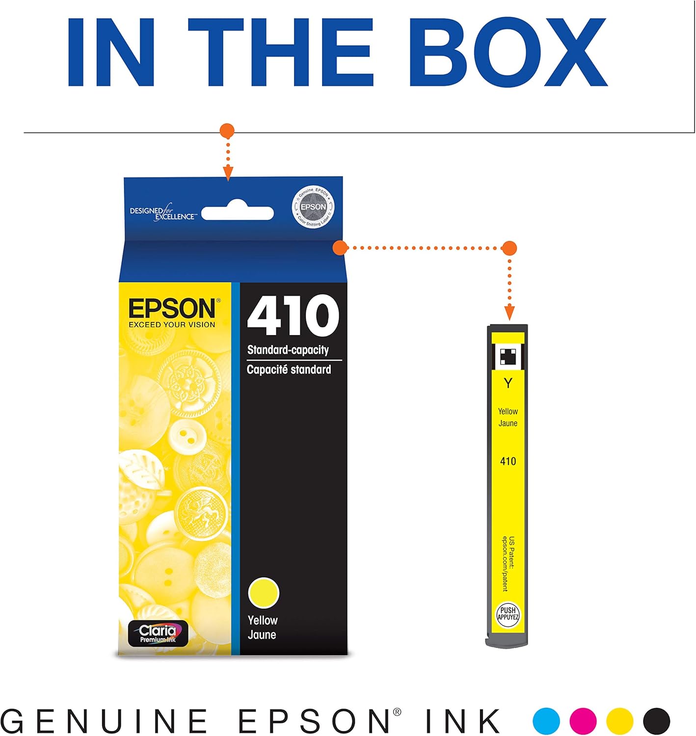 Epson 410 Ink Cartridge, Black & T410420 Claria Premium Yellow Ink