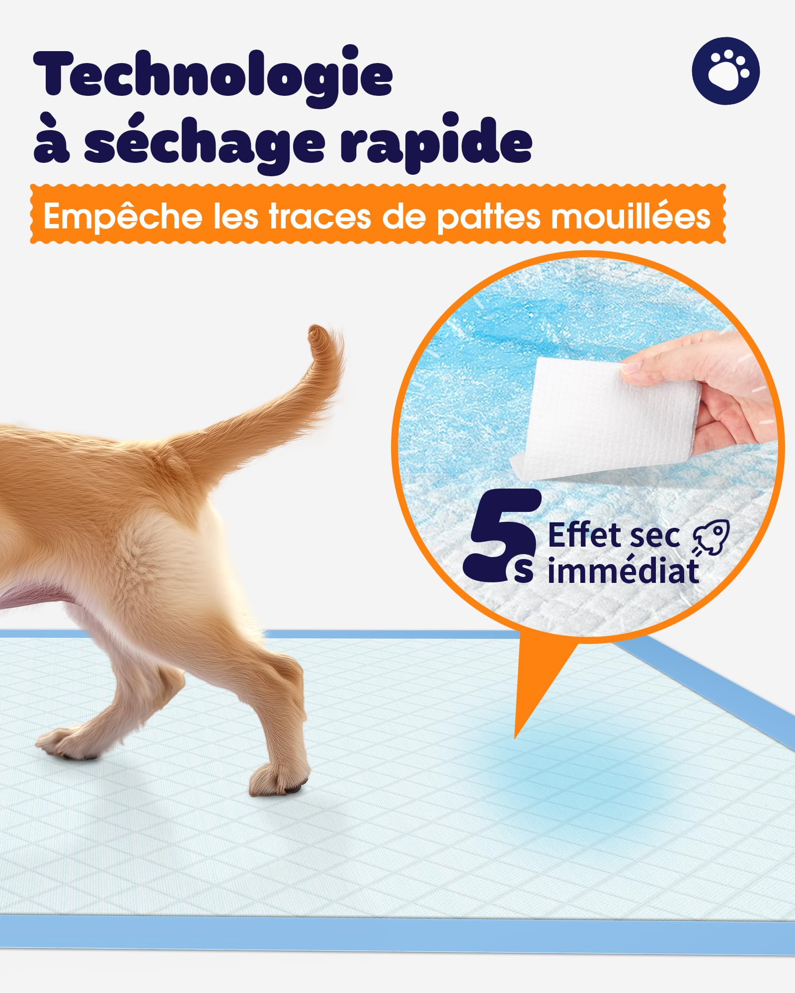 Powools Alèse Jetable - Alèse pour Chien Ultra Absorbante à 6 Couches, Tapis Absorbant Chien Anti-Fuites à Séchage Rapide pour Sol, Meubles et Voiture, 56 x 56 cm, 100 Pièces