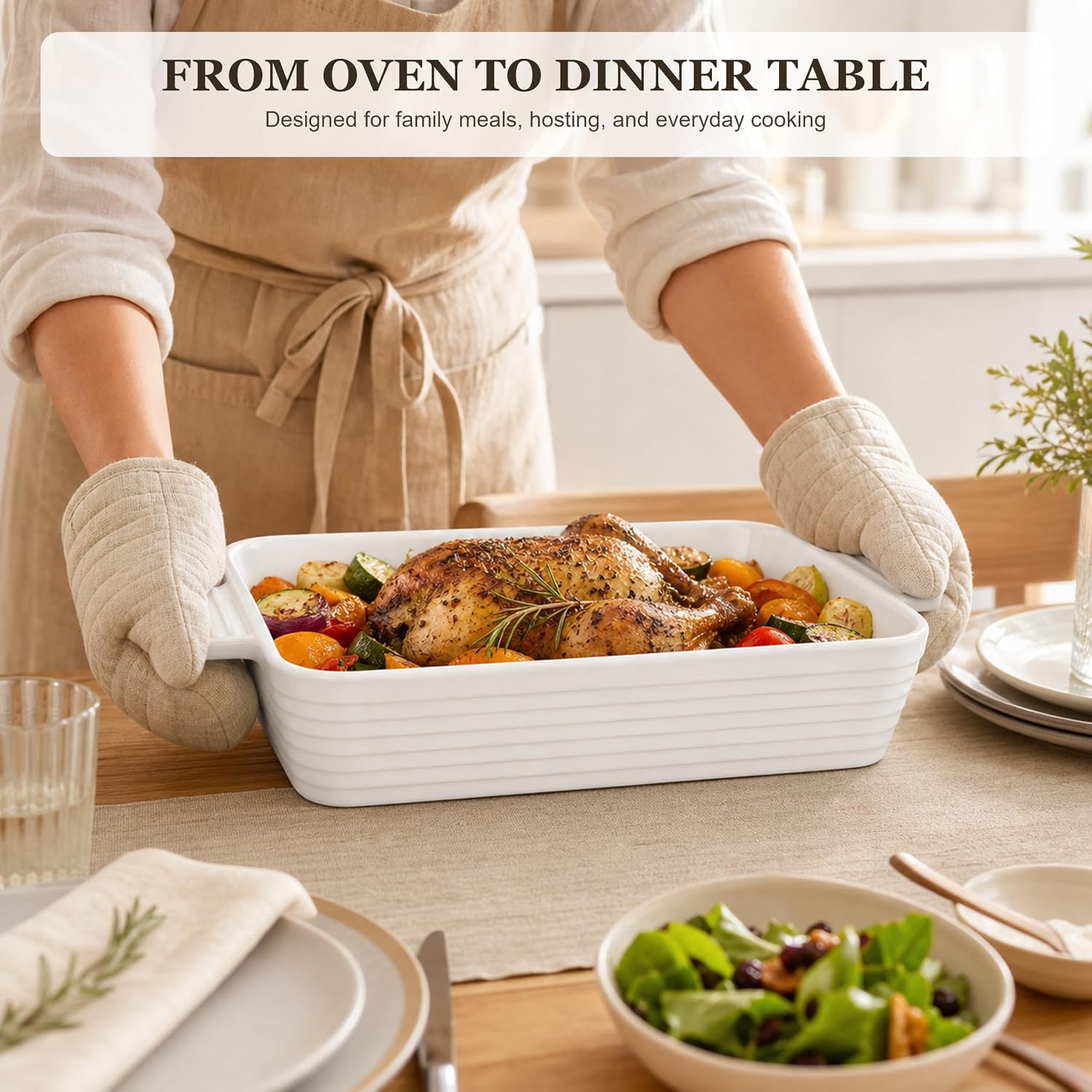 MALACASA Casserole Dishes for Oven, Porcelain Baking Dish Set of 4