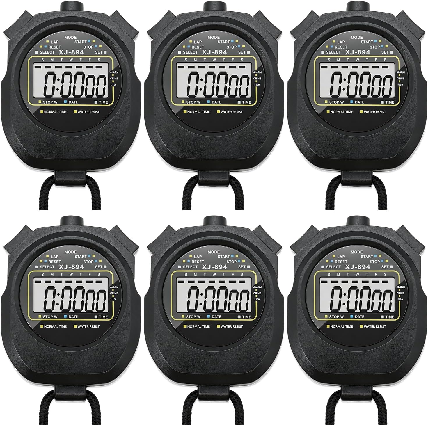 Pgzsy 2 Pack Upgraded Multi-Functional Digital Sports Stopwatch, Large Screen Display with Date, Time and Alarm Functions, Daily Waterproof, Shockproof and Drop-Proof Design