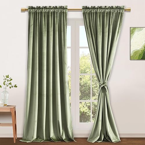 Miniatura 101 de Cortinas de terciopelo JIUZHEN, cortinas opacas suaves de terciopelo retro para dormitorio, cortinas elegantes con reducción de ruido y Rosa