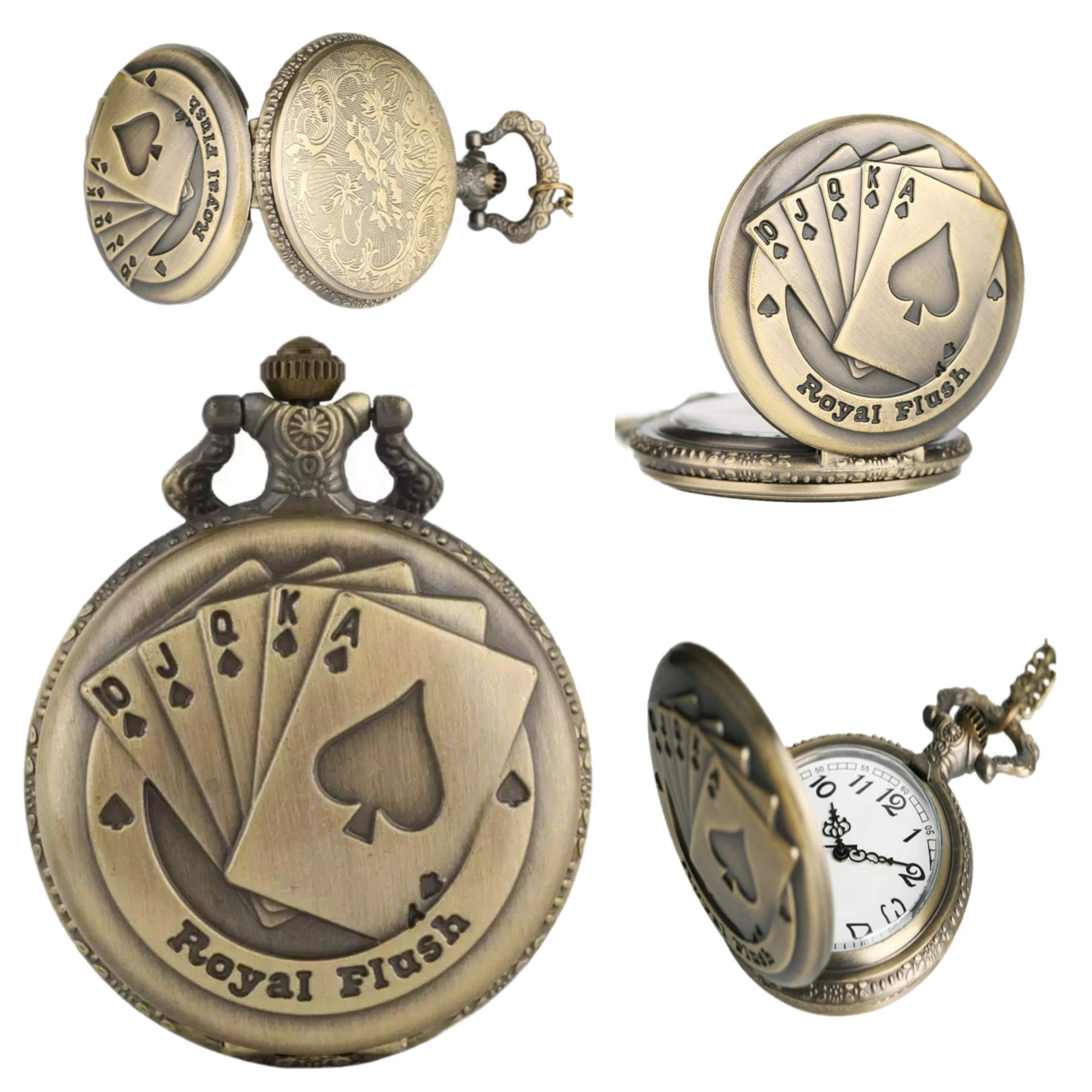 GT Gala Time Pocket Watch Gift | Play Cards Embossing | Numerical Dial | Metal Keychain Design | Bronze | Vintage | Antique Style Gandhi Watch for Men Woman (B01MZXXOEA) Amazon Price History, Amazon Price Tracker