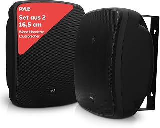 Pyle Outdoor Lautsprecher Bluetooth 800W, Außenlautsprecher Wetterfest Aktiv & Passiv, 6,5" Wandlautsprecher Wasserdicht mit Verstärker, Stereo Paar, Schwarz