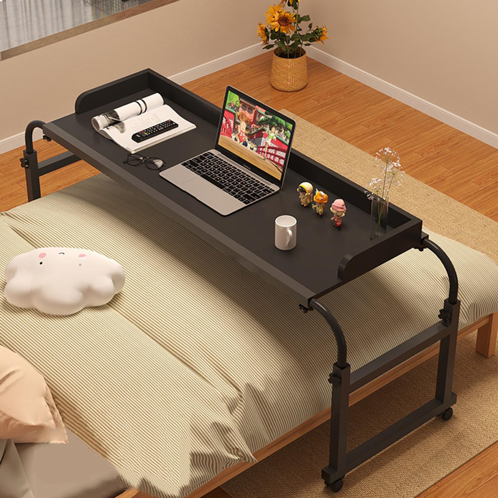 Table réglable pour ordinateur portable sur roulettes lit et canapé