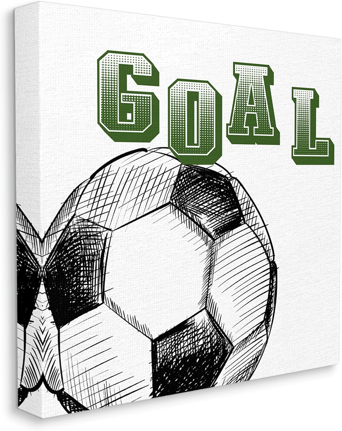 Stupell Industries Goal Soccer Ball Sports Green Varsity Typography