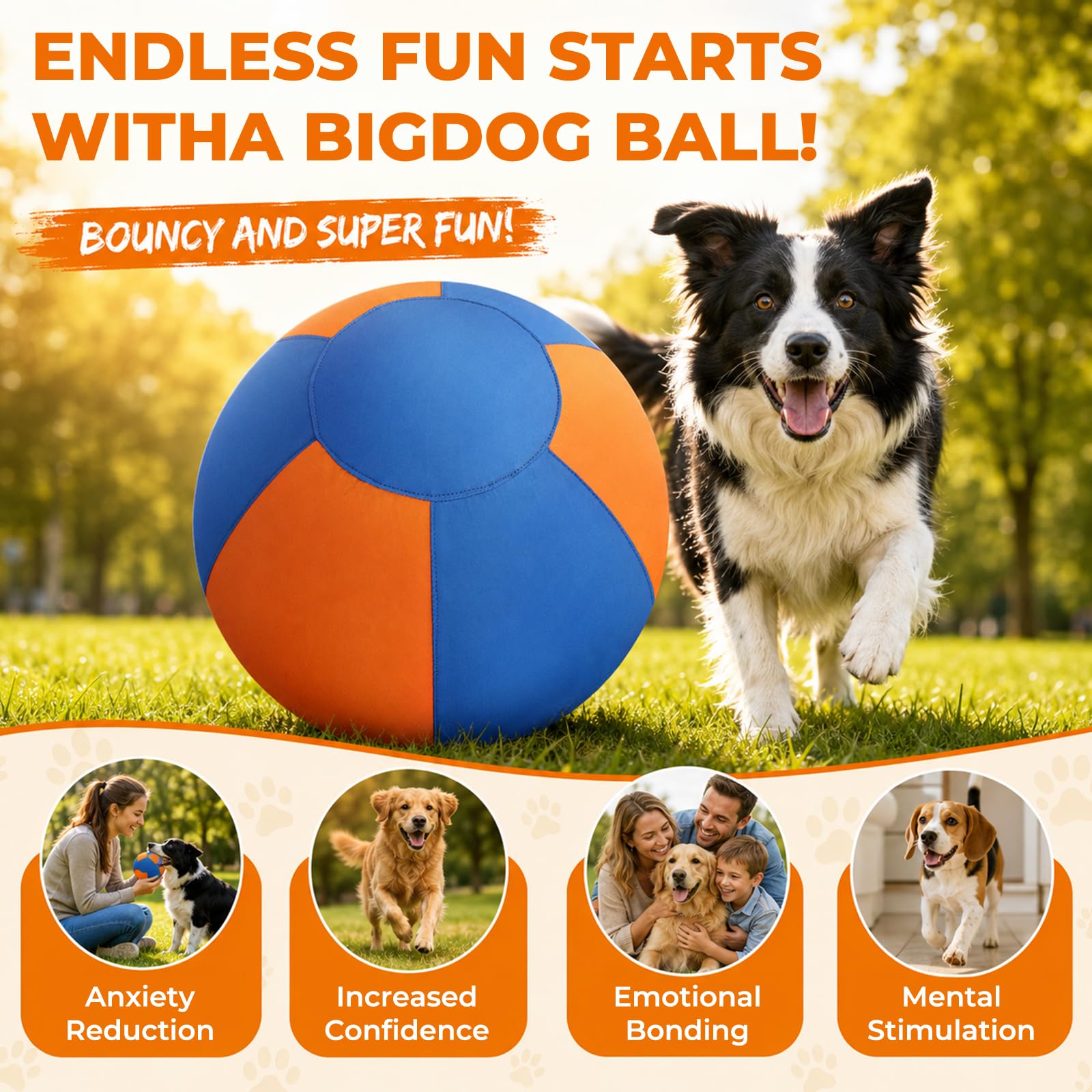 Herding Ball - Palla galleggiante per cani, grande giocattolo gonfiabile per animali domestici, resistente agli strappi, dispositivo di addestramento per Border Collies, compatibile con pastori, gioco