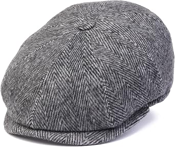 Herringbone Wool Mens Newsboy Cap