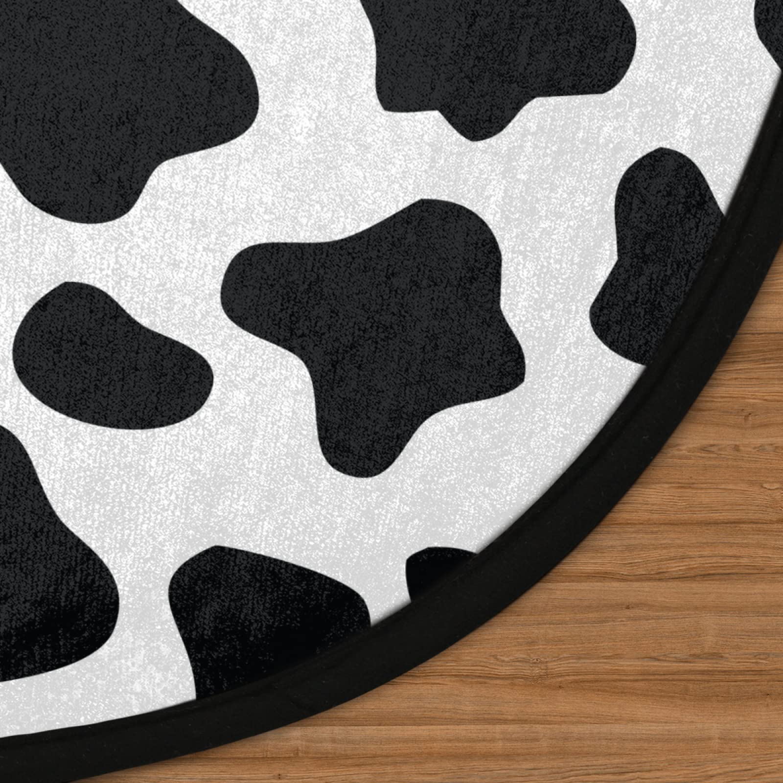 Tapis rond à texture laitière de 91,4 cm, lavable en machine, motif animal vache, antidérapant, doux, pour salon, chambre d'enfant, décoration de chambre d'enfant