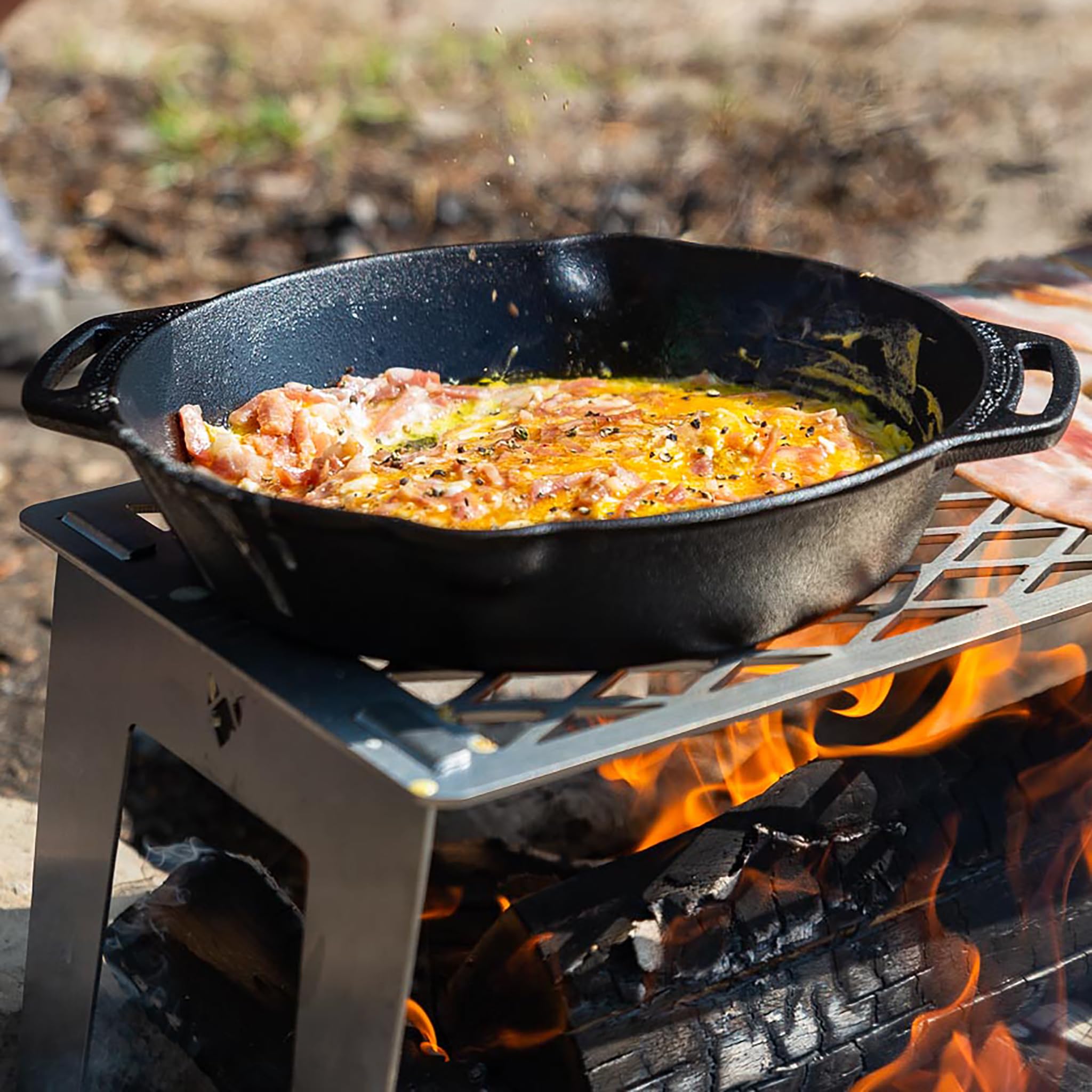 FENNEK 4FIRE | Asadora Desmontable para el brasero Hexagon | con Parrilla y Plancha para Acampar, autocaravanas, el jardín o IR de Pesca | Acero Inoxidable…
