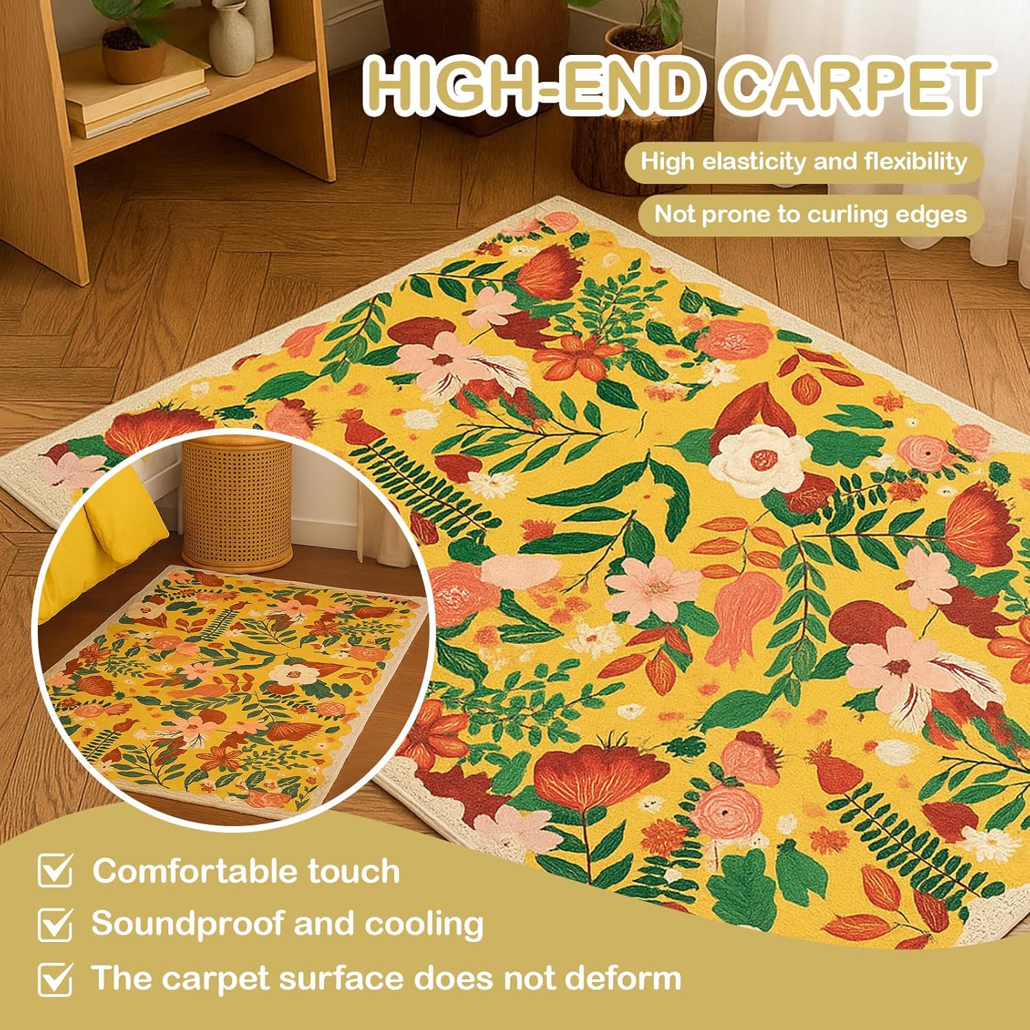 Soft Floral Washable Bathroom Rugs 2x3,Burnt Orange Bohemian Non-Slip Small Kitchen Rug,Abstract Scandinavian Throw Rug,Door Mat Indoor Entrance,Ideal for Entryway Bedroom Hallway