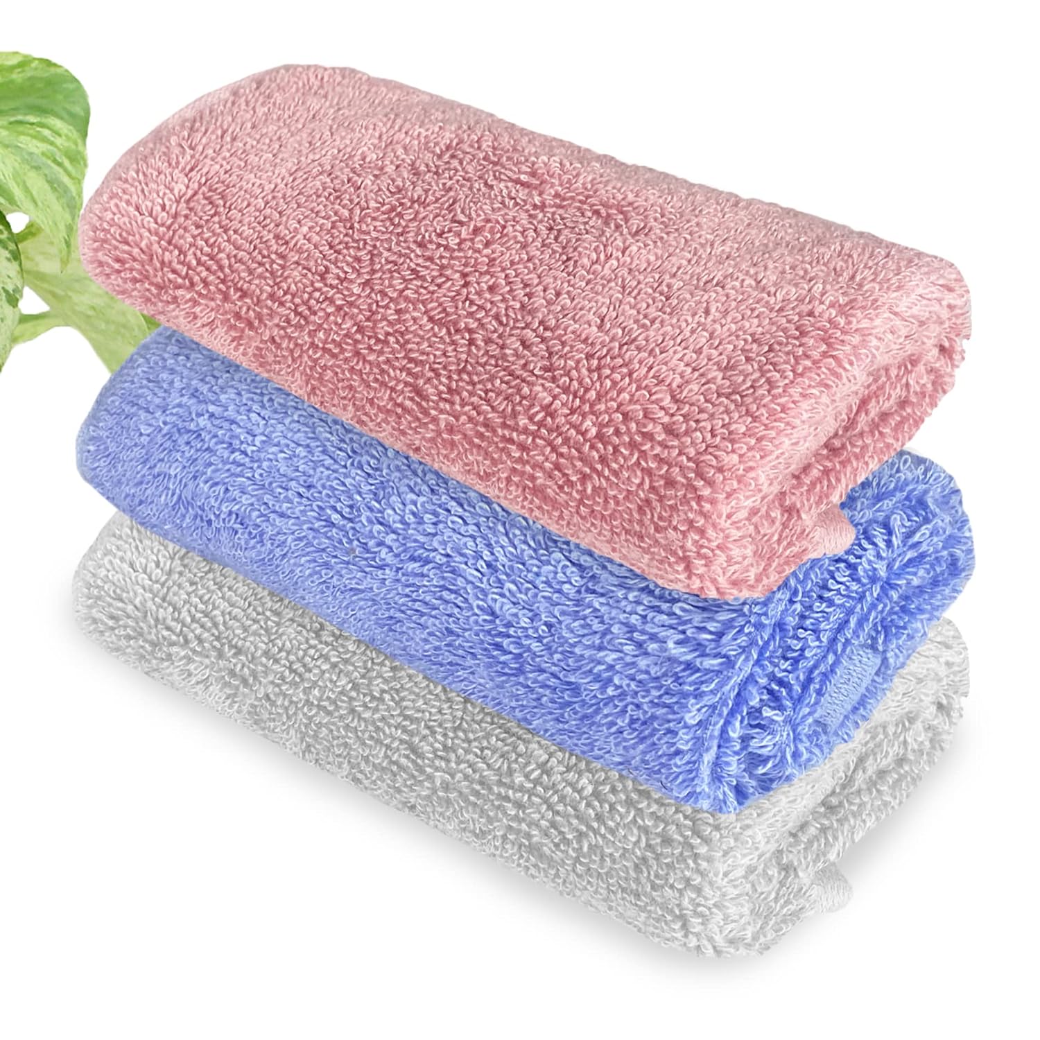 HEELIUM Bamboo Face Towel | Ultra Absorbent & Odour-Free | 3X Softer Than Cotton Towels | 30 x 30 cm - 600 GSM | Pack of 3...