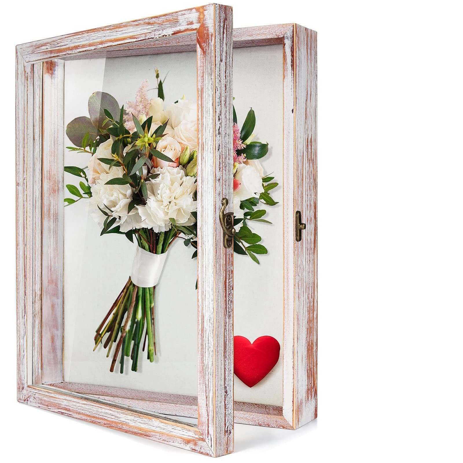 TJ.MOREE Shadow Box 11 x 14 Display Case Wood Picture Frame White Pink