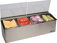 Vista 6 de San Jamar Ez-Chill Centro de preparación de alimentos autoservicio con tapa con bisagras para bares, restaurantes y cocinas, acero inoxidable